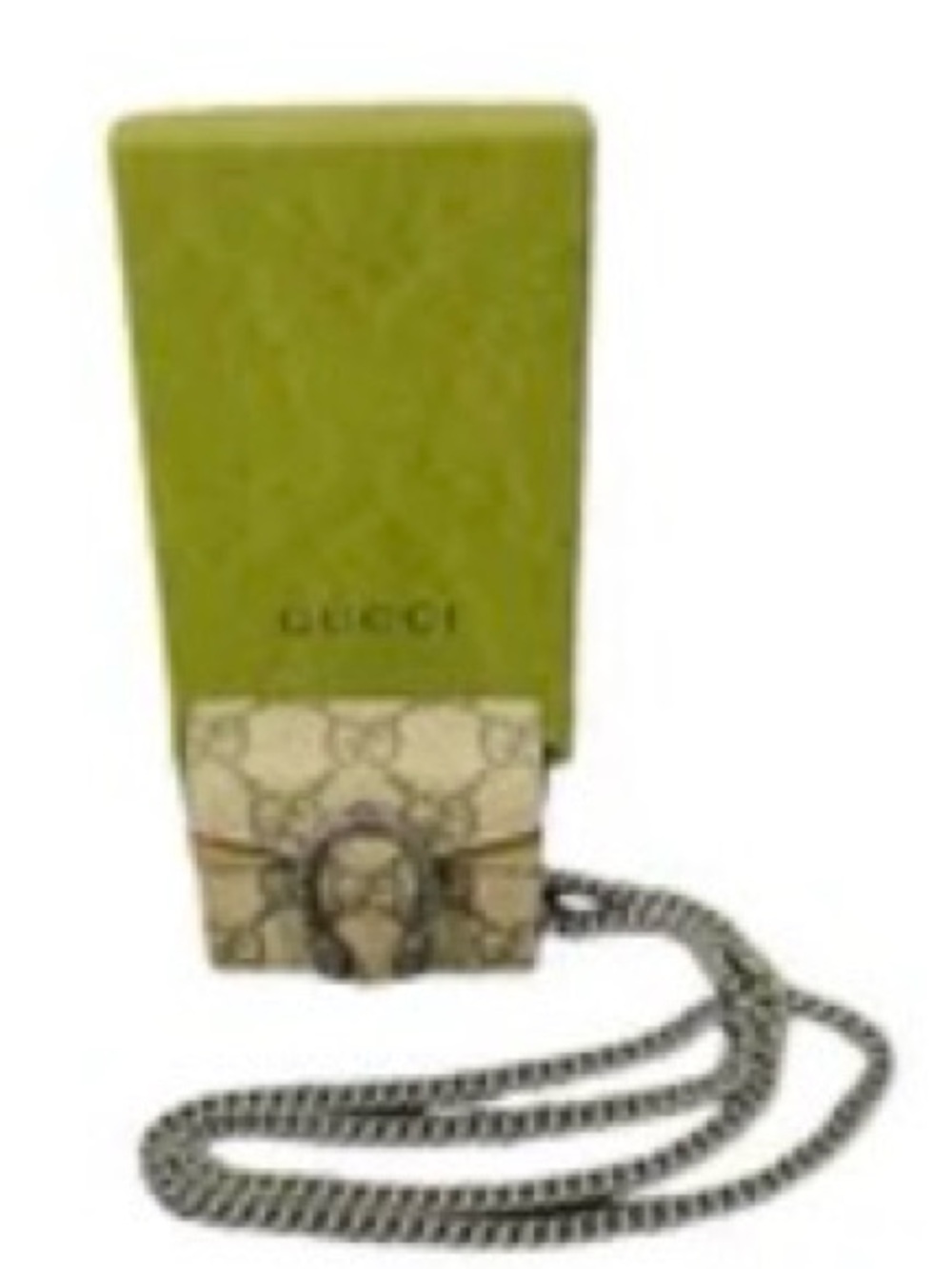 Gucci Beige GG Mini Purse with Silver Chain